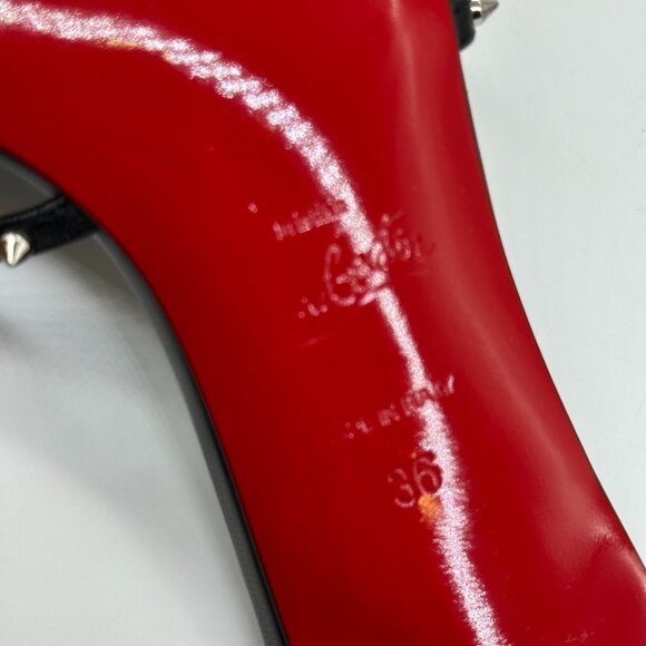 Christian Louboutin TATOOSH SPIKES 85 Leather Mule Slide Sandal Heels Shoes - Picture 15 of 16